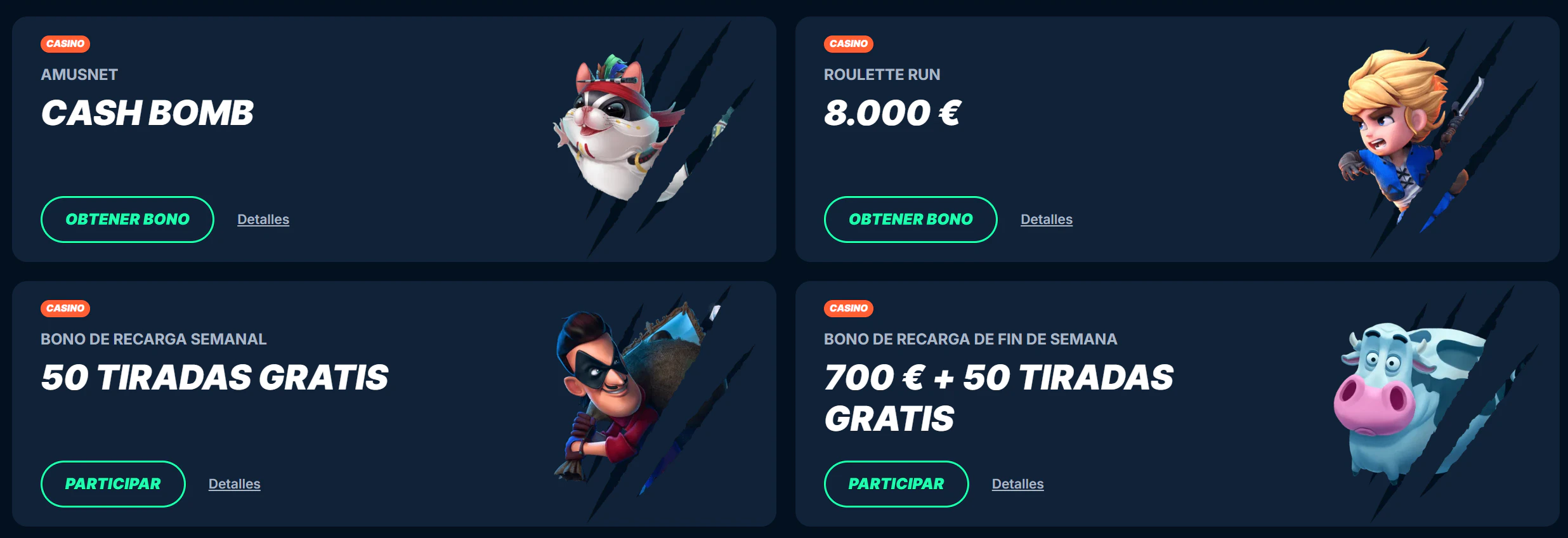 Promociones semanales, cashback y torneos